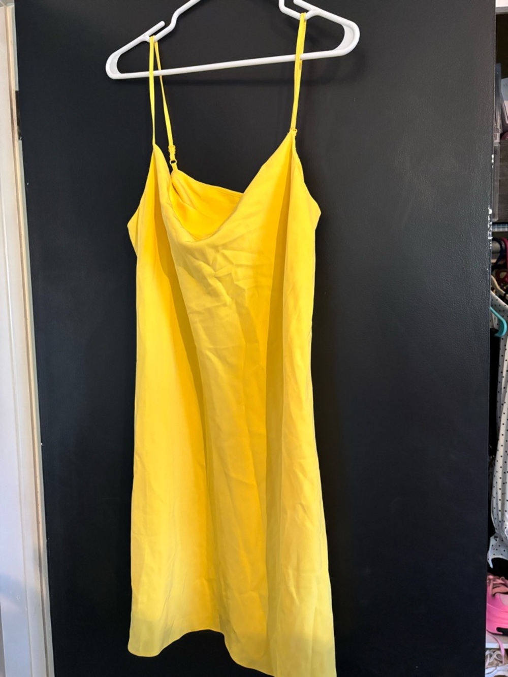 ASOS Bright Yellow Cowl Neck Slip Midi Dress size 6